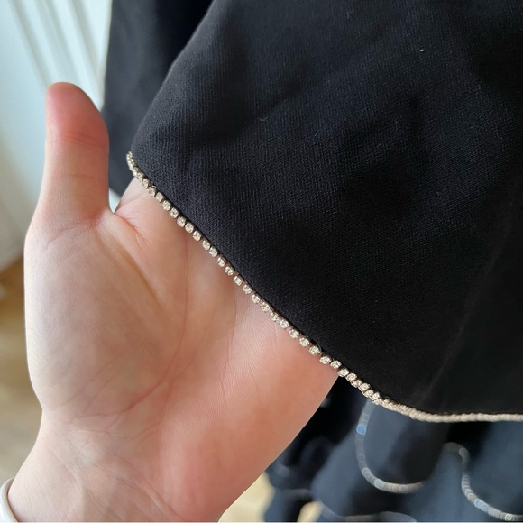 NWT Rachel Zoe Paola Tiered Crystal Embellished Crepe Black Maxi Gown Dress - Picture 10 of 10